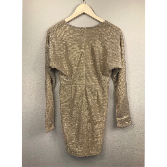 NWT Endless Rose x Revolve Gold Surplice Dress - Picture 6 of 9